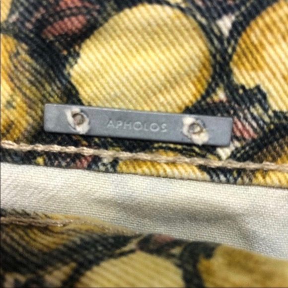 Animale Denim Cut Off Shorts Distressed Yellow Circle Lemon Pattern Size 42 - Picture 10 of 10